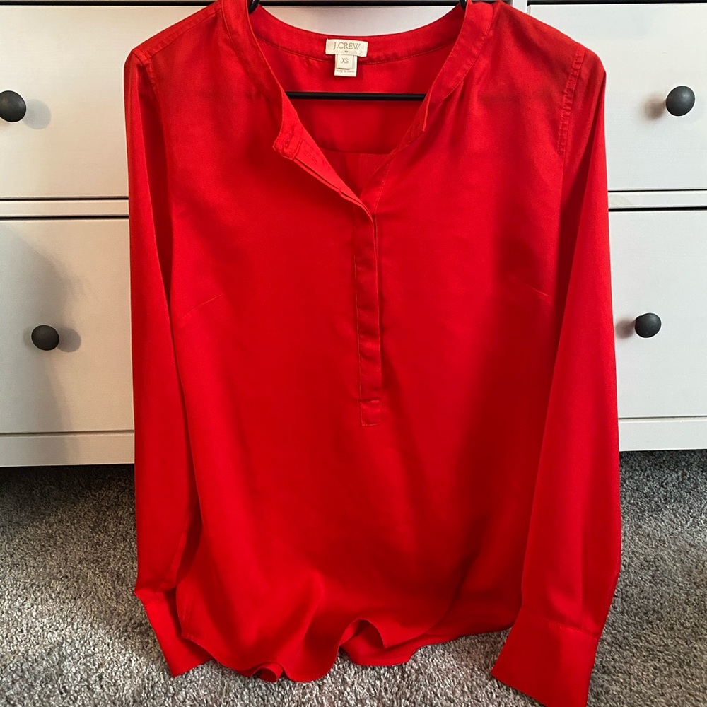 Jcrew XS Red Poplin Shirt